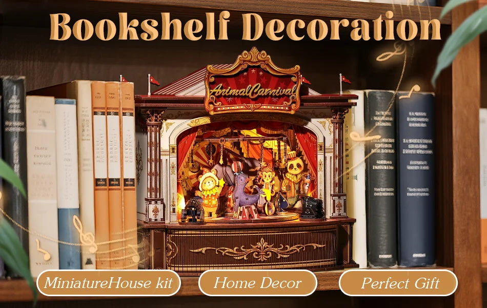 Book Nook DIY Wooden Miniature Kit with LED Lighting