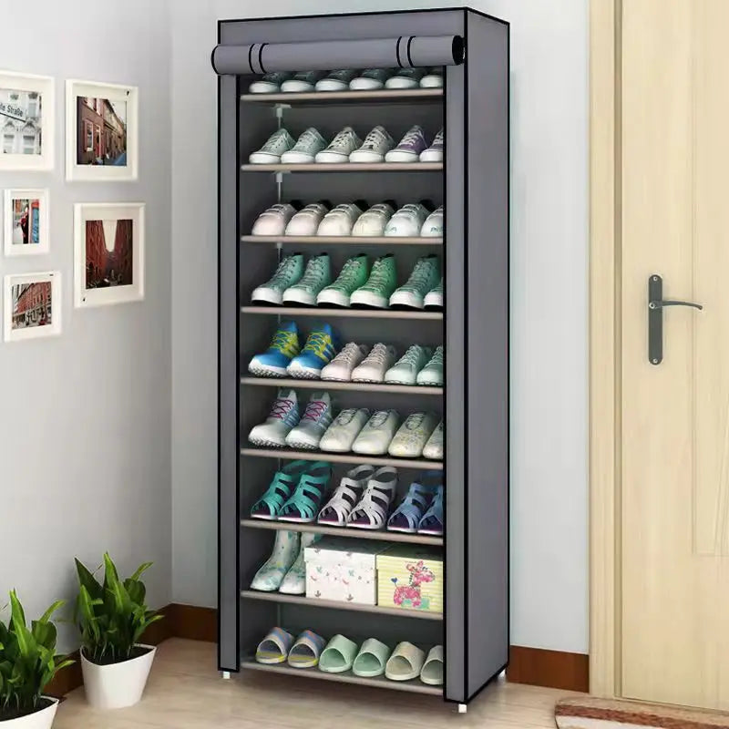 Étagère à chaussures multicouche avec couvercle anti-poussière