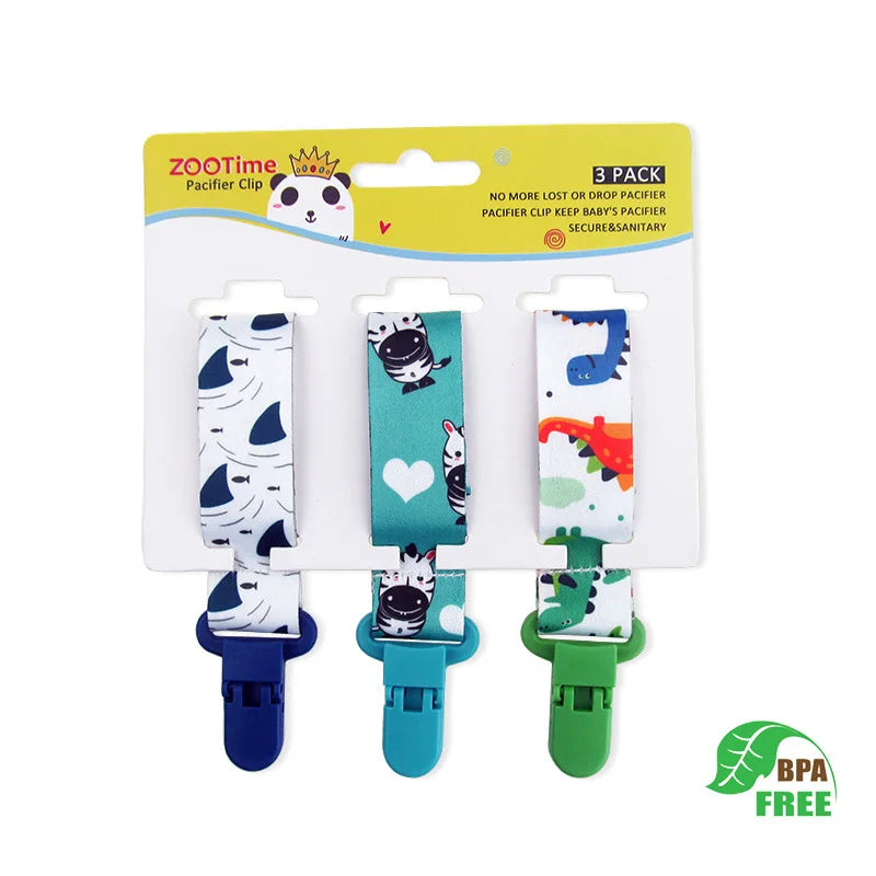 3-Pack Cartoon Pacifier Clips for Babies