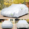 A white all-weather car cover protecting an SUV or sedan, shown in various angles.