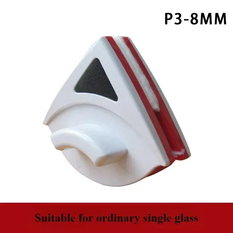 A white magnetic double-sided window cleaner with a red safety rope, designed for ordinary single glass.