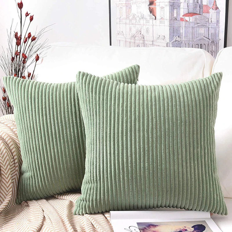 Soft Corduroy Striped Throw Pillow Cover
