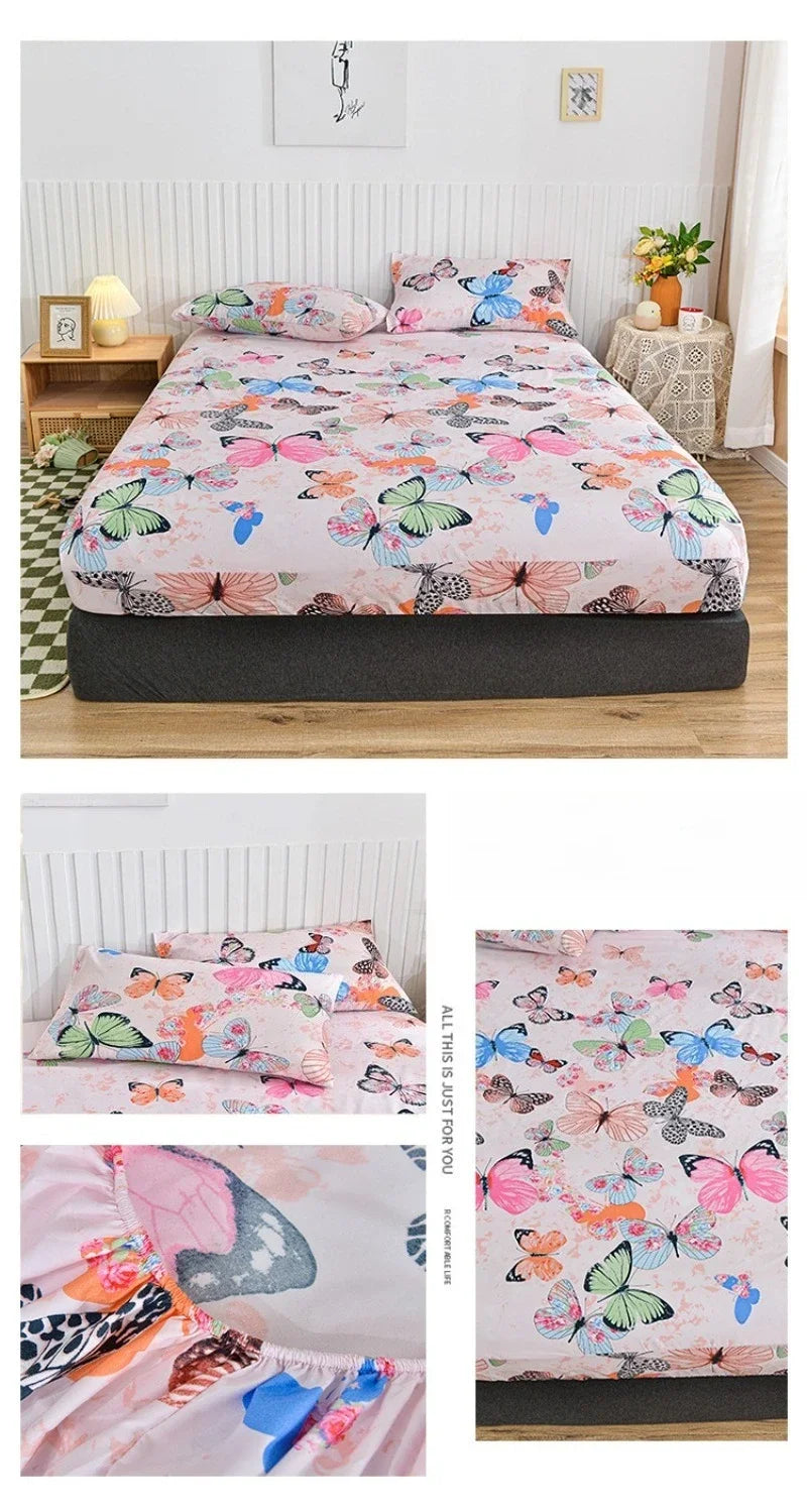 Non-Slip Fitted Sheet with Elastic Edges – Geometric Print, Soft Cotton Feel