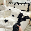 Black Heart Embroidered Duvet Cover Set — 3-Piece Bedding Collection