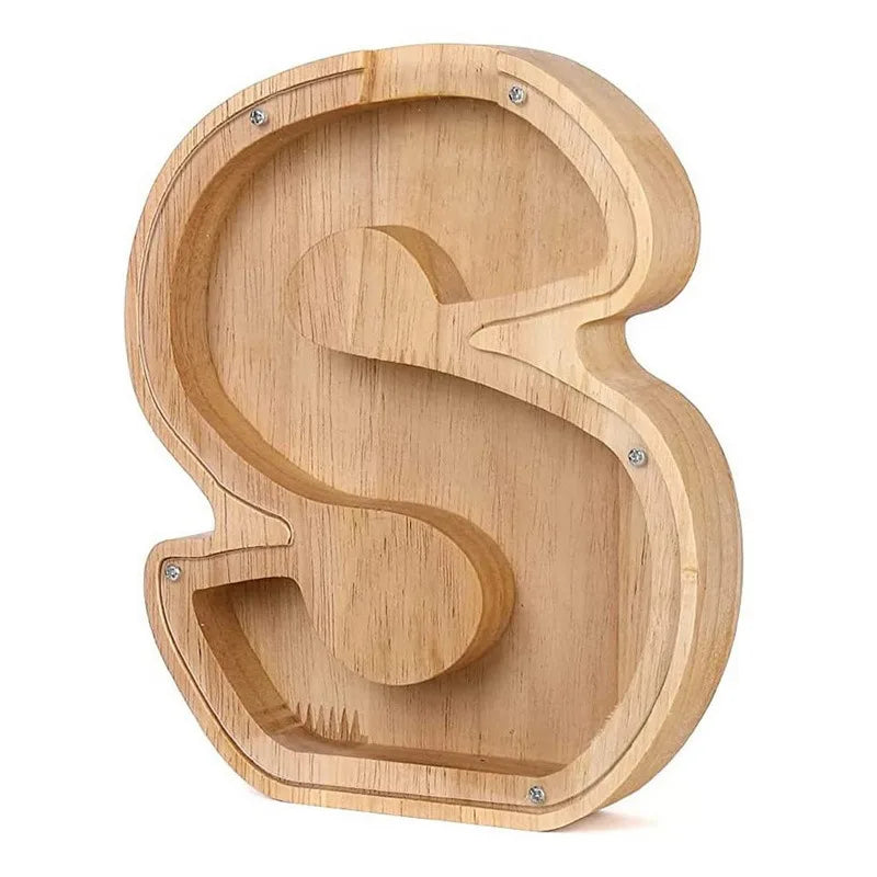 Wooden Alphabet Piggy Bank – Educational Coin Savings Box