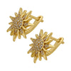 Sunflower Stud Earrings with CZ Crystals