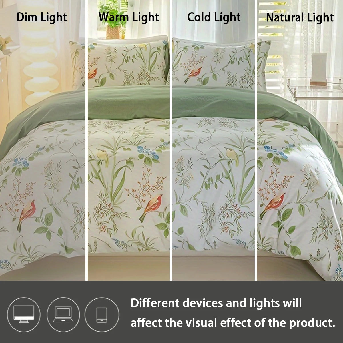 Botanical Leaf Print Duvet Cover Set with Pillowcases