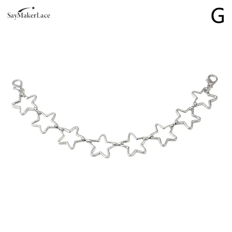 Silver multi-layer chain strap with small star pendant charms