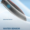 A black and red SpeedBoat is shown in flight, demonstrating induction contact and a water sensor feature.