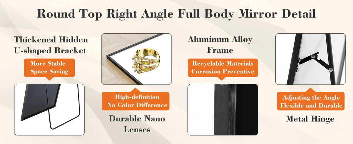 Full Length Wall Mirror with Aluminum Frame