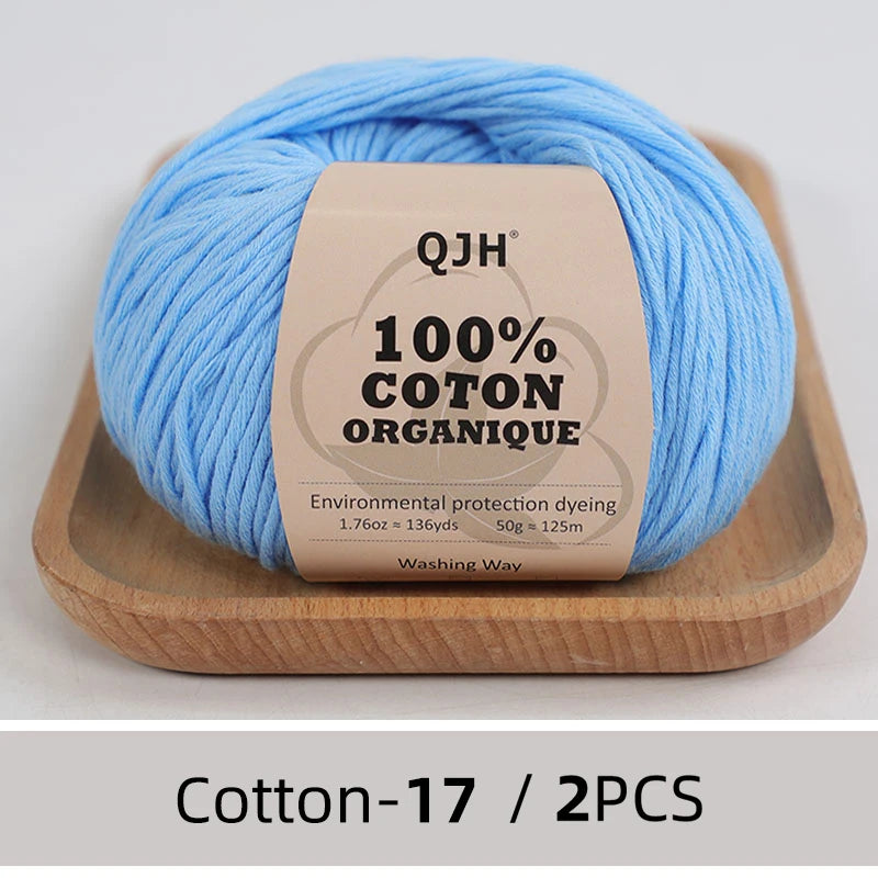100% Organic Cotton Yarn for Knitting and Crocheting (2-Pack)