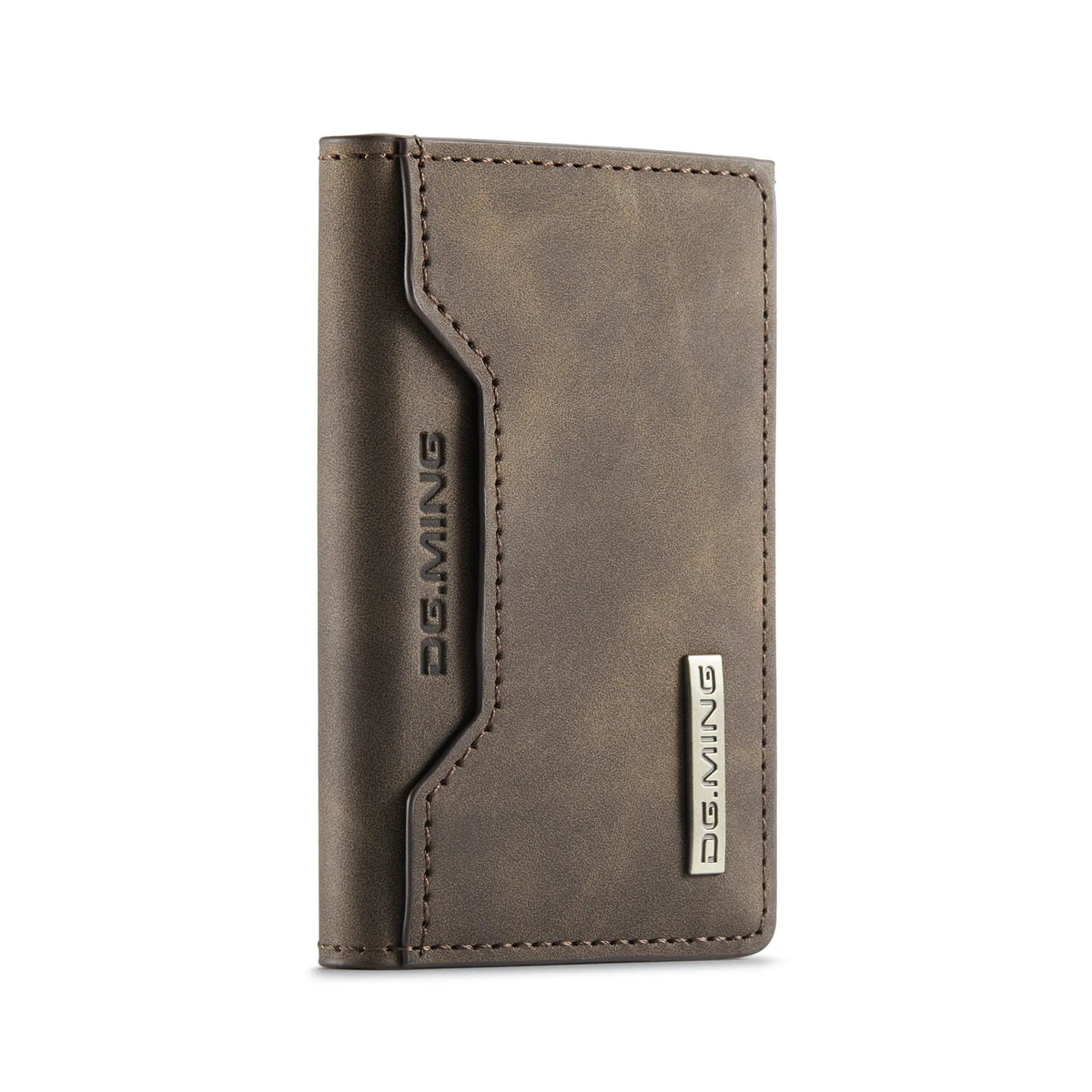 Vintage Leather Trifold Wallet with Magnetic Closure