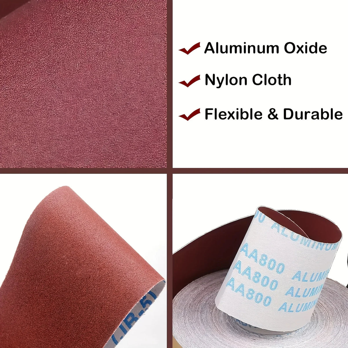 Roll of reddish-brown aluminum oxide nylon cloth sandpaper for sanding and finishing work