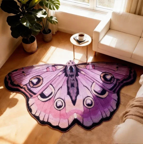 Butterfly-Shaped Plush Rug with Non-Slip Backing