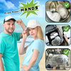 Two people demonstrate a mesh washing bag for baseball caps, showing how to clean and store hats.