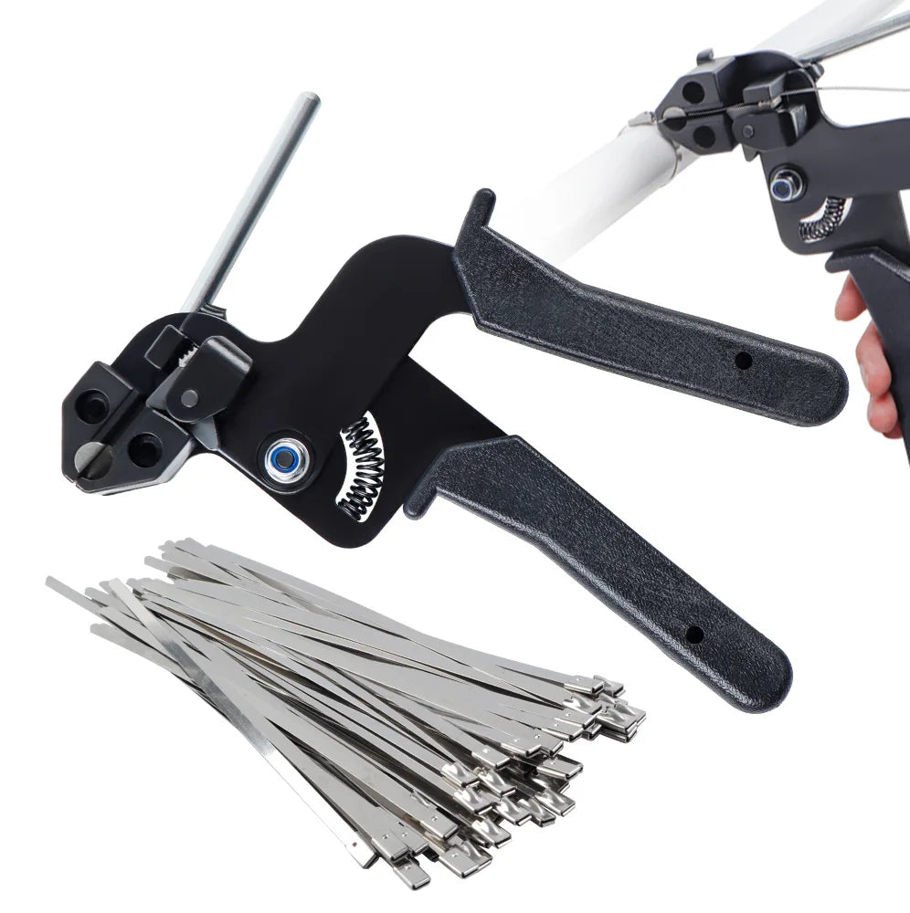 304 Stainless Steel Cable Tie Gun with 100 Metal Zip Ties
