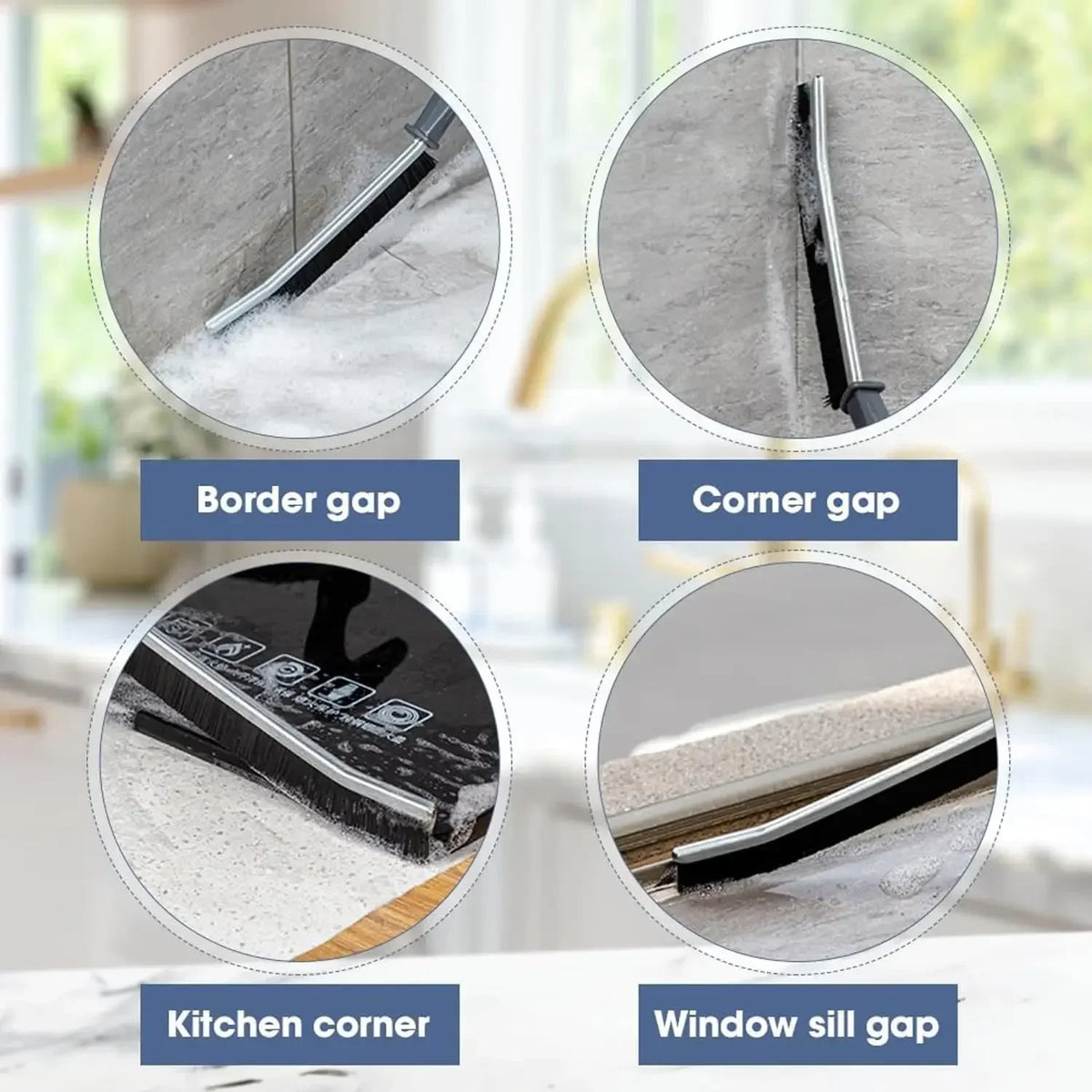 Hard-Bristled Crevice Cleaning Brush for Tight Spaces and Grout