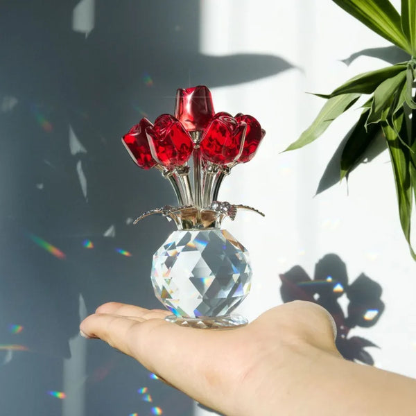 Ramo de Rosas de Cristal - Arreglo Floral Eterno en Vidrio