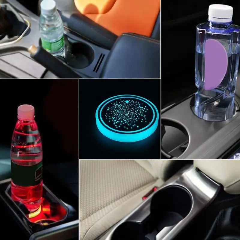 LED Light-Up Car Cup Coasters with Motion-Activated Glow