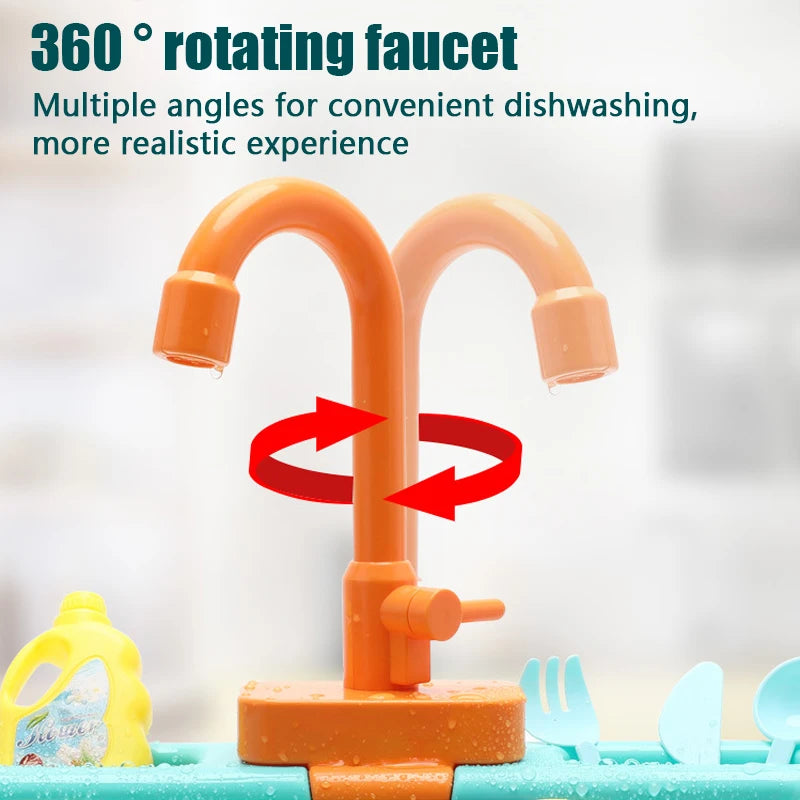 Interactive Play Kitchen Sink with Running Water Feature