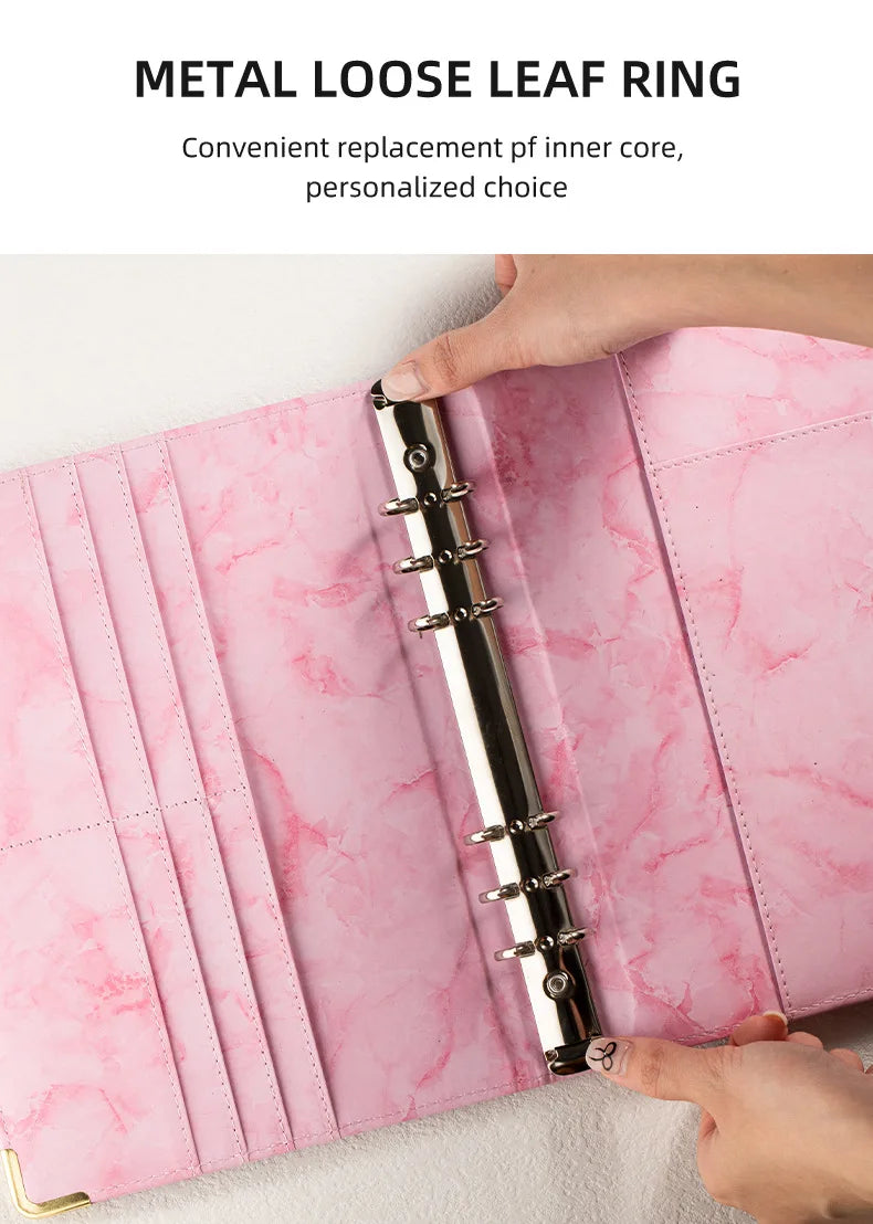 Marble A5 Savings Challenge Binder with 100 Cash Envelopes