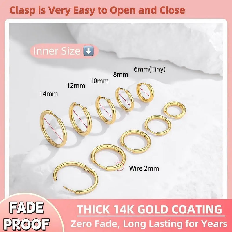 5-Piece Gold-Plated Huggie Hoop Earring Set