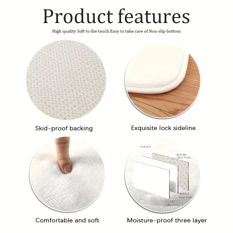 A white anti-slip floor mat featuring a banknote pattern, highlighting its soft texture and moisture-proof design.