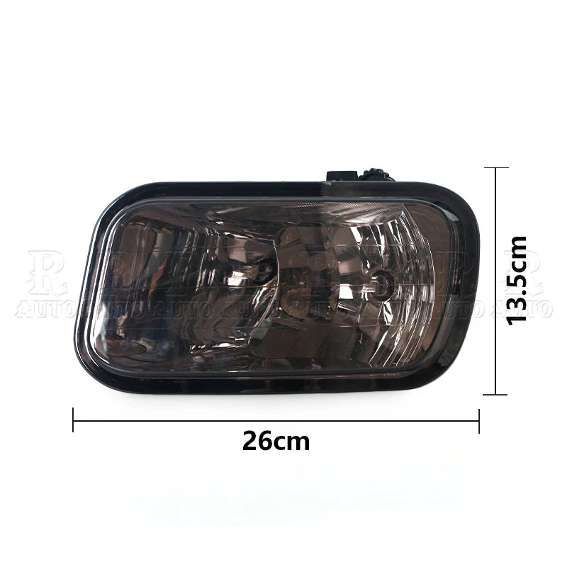 Black rectangular front bumper fog light assembly with dimensions 26cm by 13.5cm