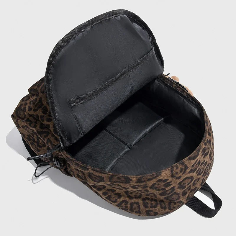Leopard Print Casual Backpack for School & Daily Use