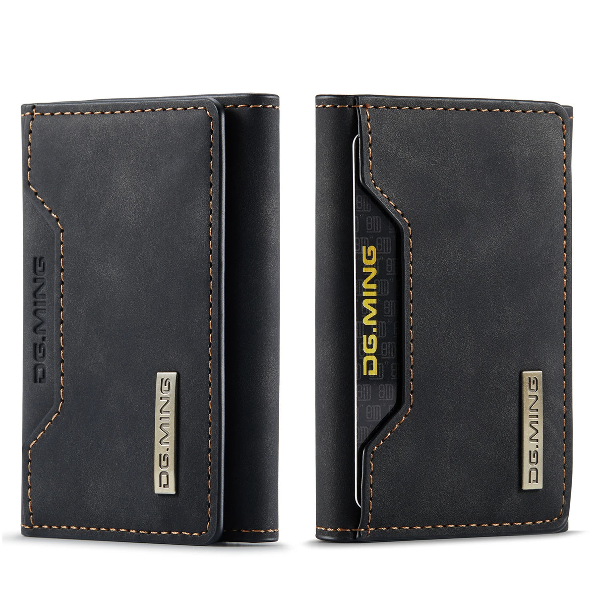 Vintage Leather Trifold Wallet with Magnetic Closure