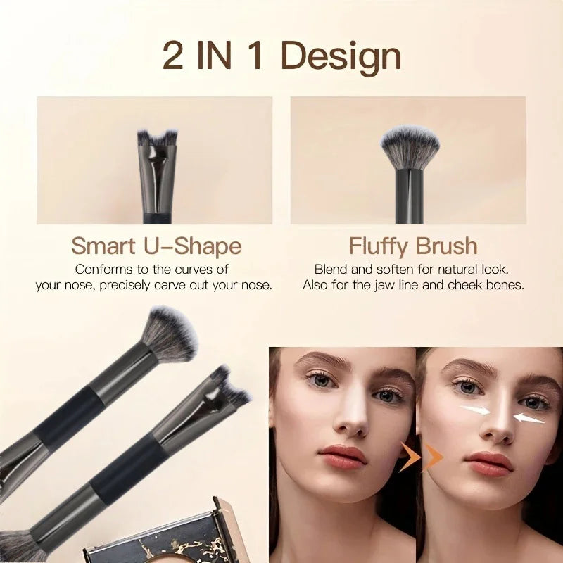 U-Shaped Nose Contour Brush with Dual-End Design