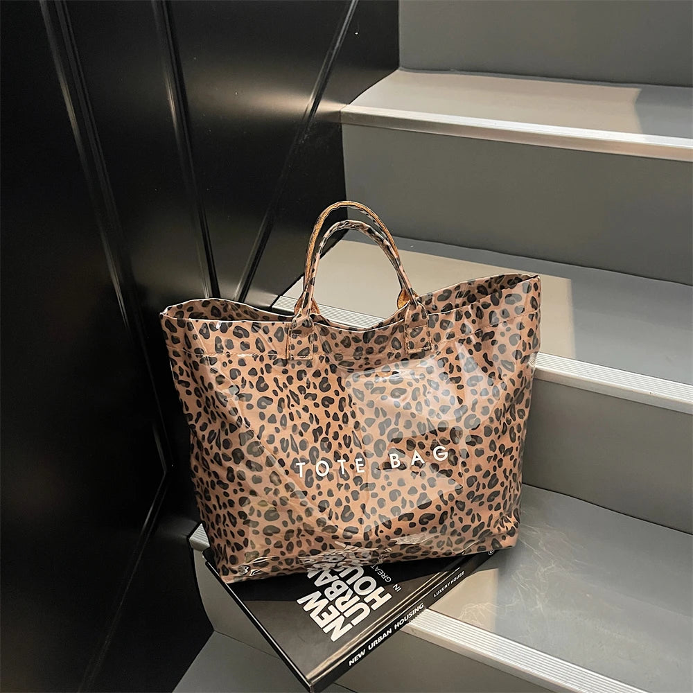 Leopard Print PVC Large Tote Bag