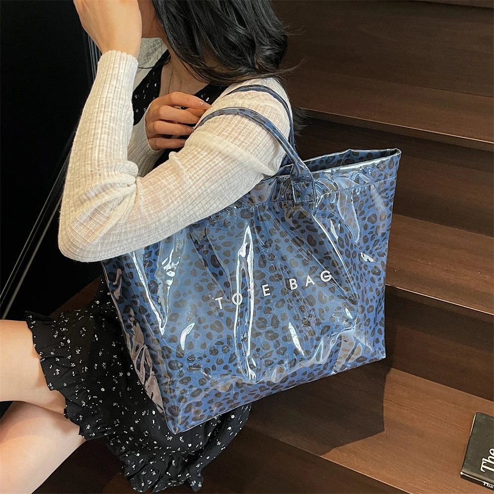 Leopard Print PVC Large Tote Bag