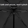 A black portable five-fold lace umbrella is shown with its ribs spread out against a dark background.