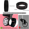 Black silicone wheel protectors for caster wheels, suitable for diameters between 2 and 2.17 inches.
