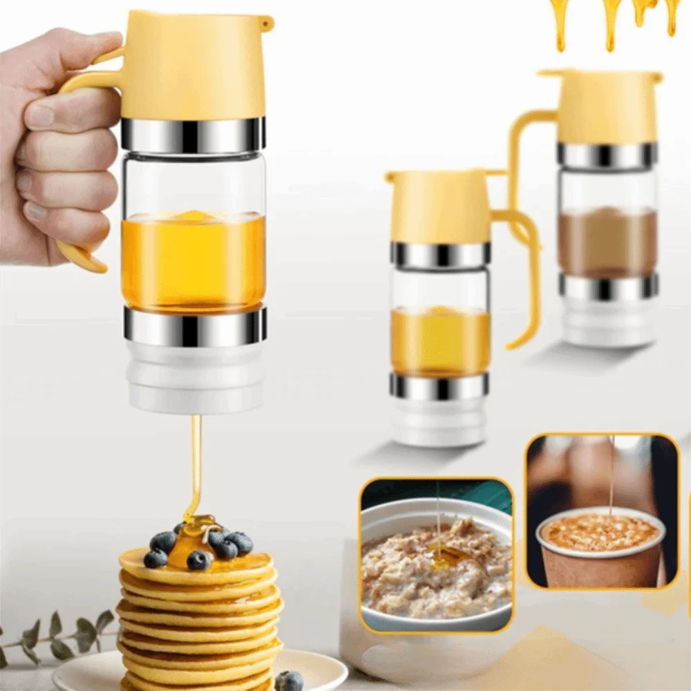 Clear Glass Honey Dispenser with Press-Top Lid