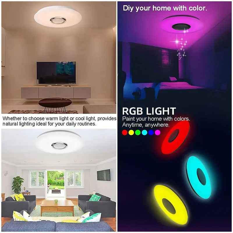 Luz de Techo LED Inteligente con Altavoz Bluetooth e Iluminación RGB