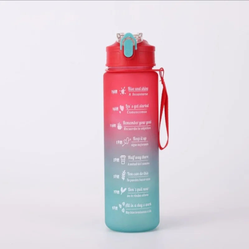 Motivational Time-Marker Water Bottle with Straw