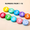 A set of ten colorful numbered cards from one to ten arranged in a row.