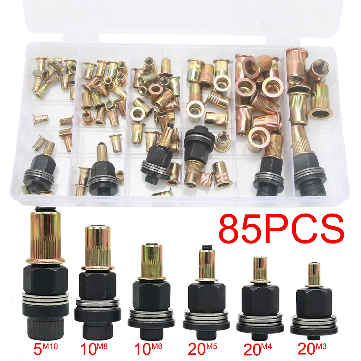 150-Piece Rivet Nut Kit with Gun and Mandrels