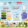 Beginner crochet kit with yarn, needle, stitch holder, and various cute animal amigurumi patterns