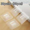 30 pairs of transparent double-sided adhesive wall hooks packaged in a white box.