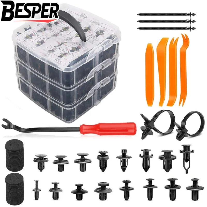 Mixed Size Plastic Retainer Clips for Auto Trim, Bumper, and Door Panels