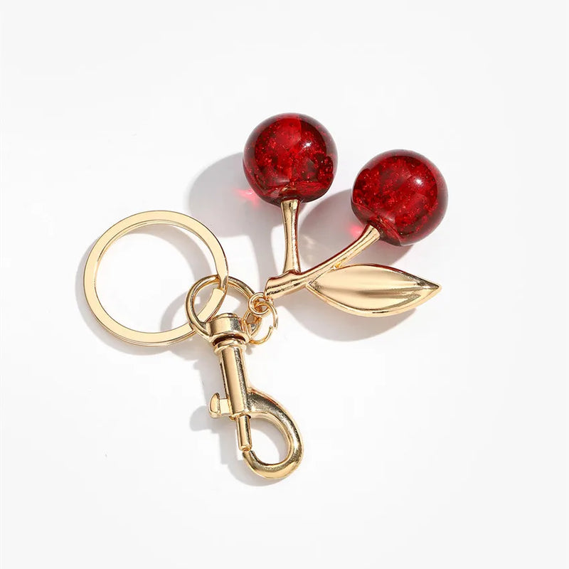 Crystal Cherry Keychain with Lobster Clasp