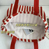 Striped Canvas Shoulder Tote Bag