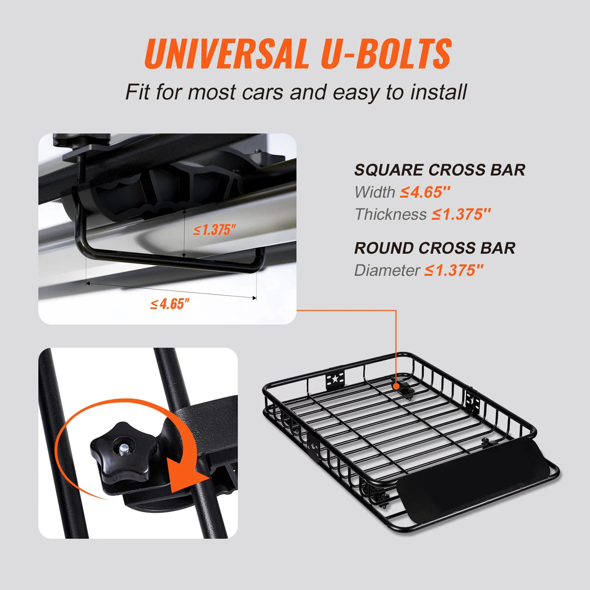 Heavy-Duty Roof Rack Cargo Basket with Wind Fairing