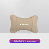 A beige memory foam car seat headrest neck pillow with a textured surface.