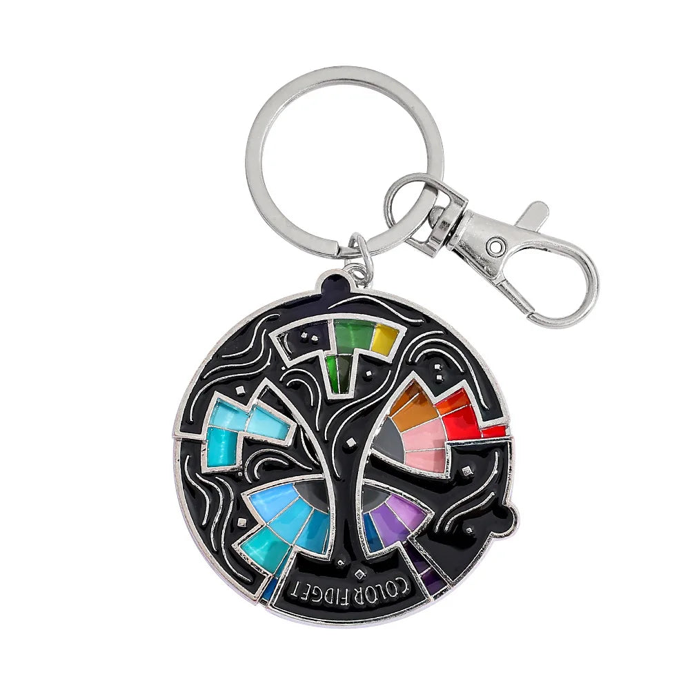 Tone Color Wheel Spinner Fidget Keychain