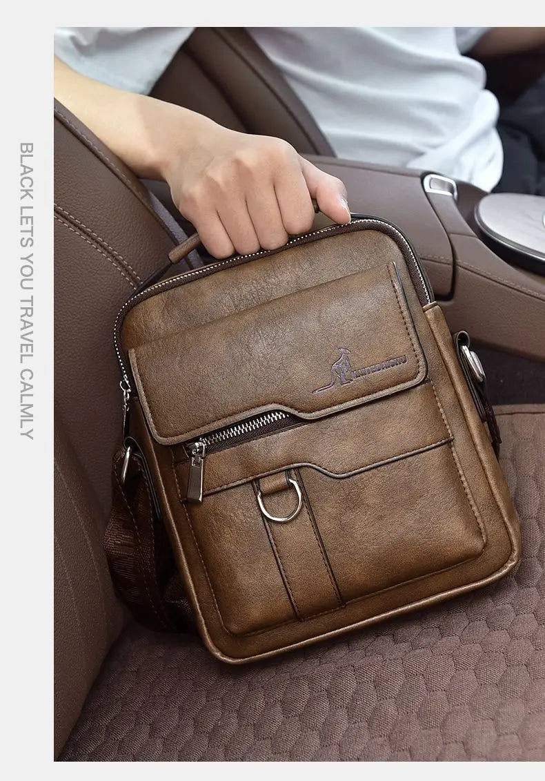 Vintage Leather Messenger Bag for Men – Classic Crossbody Shoulder Bag