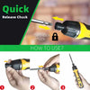Demonstration showing how to use a Quick Release Chuck self-lock chuck on a cordless electric screwdriver.